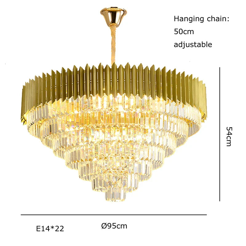 Afralia™ Modern Golden Crystal Pendant Chandelier for Luxurious Living Room Decor