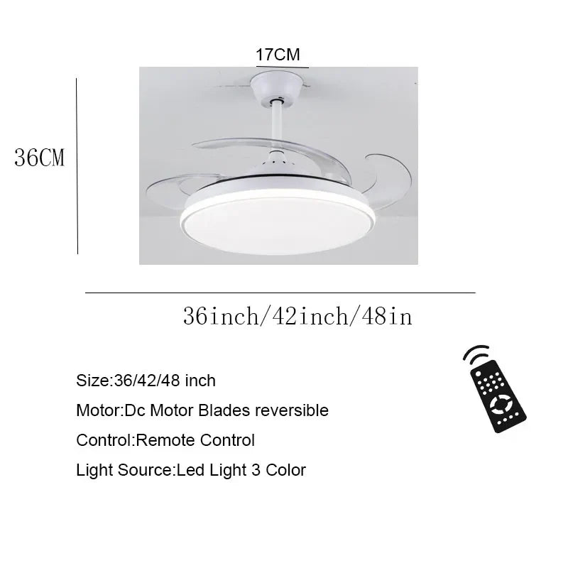 Afralia™ Ceiling Fans Light LED Remote Control DC Motor 36-48 Inch Cooling Summer Winter 110-220V