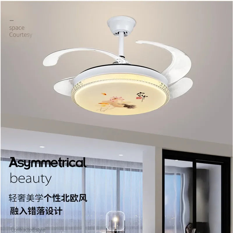 Afralia™ Dimmable Smart Home Bedroom Ceiling Fan Light with Remote Control