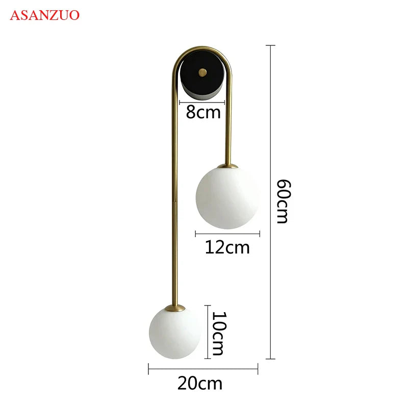 Afralia™ Glass Ball Gold LED Wall Lamp for Modern Home Decor & Lighting