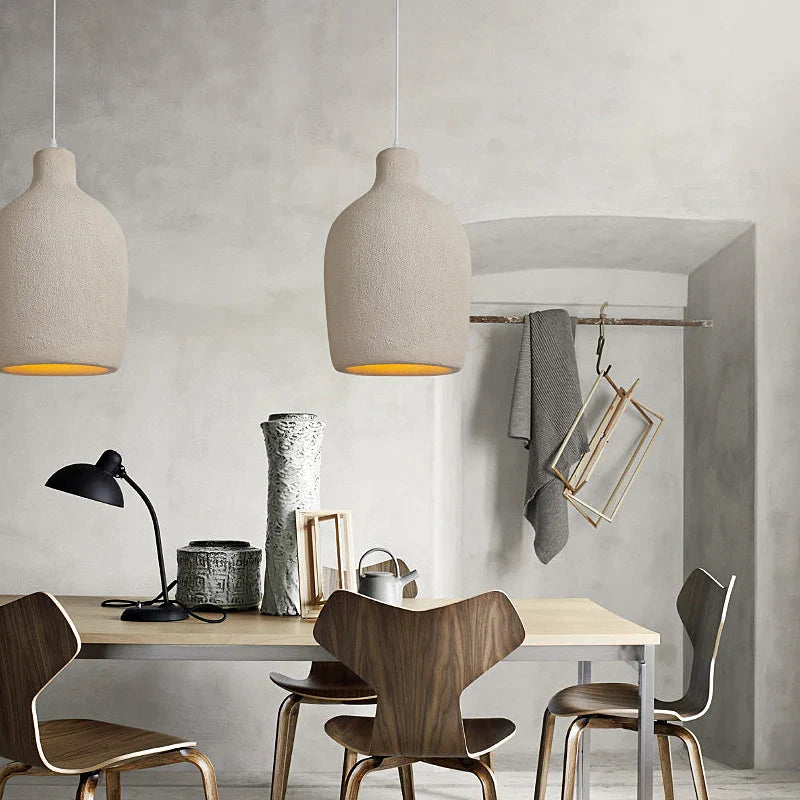 Afralia™ LED Chandelier: Minimalist Cement Hanging Light for Bedroom and Living Room