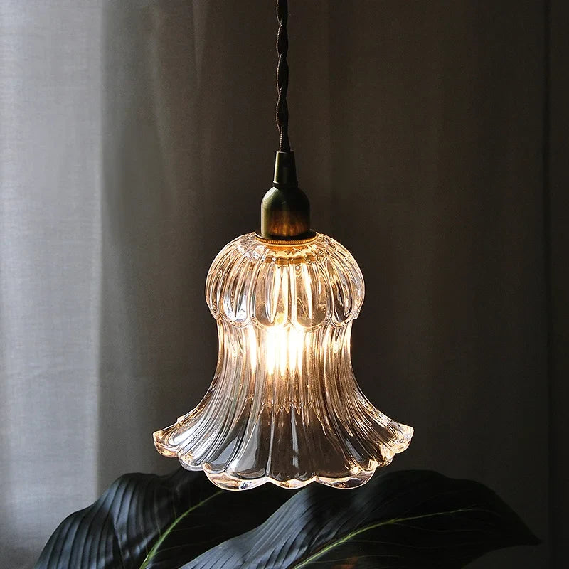 Afralia™ Brass LED Pendant Light Fixture Clear Glass Adjustable Nordic Hanging Lamp