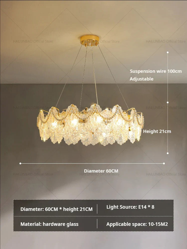 Afralia™ Glass Chandelier: French Light Luxury Living Room Dining Room Lamps