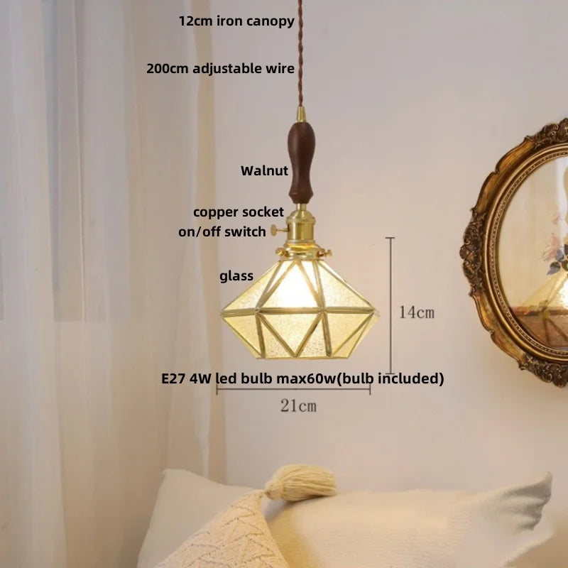 Afralia™ Nordic LED Pendant Light Walnut Wood Dining Room Bar Hang Lamp