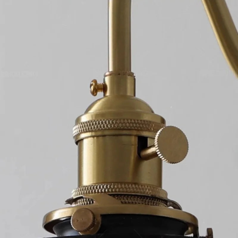 Afralia™ Green Glass LED Wall Sconce Copper Knob Switch Vintage Loft Stair Light