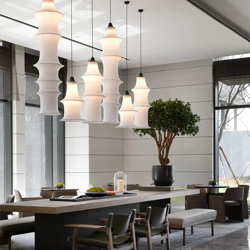 Afralia™ Wabi Sabi Minimalist Fabric Pendant Lights for Living, Dining, and Bedroom