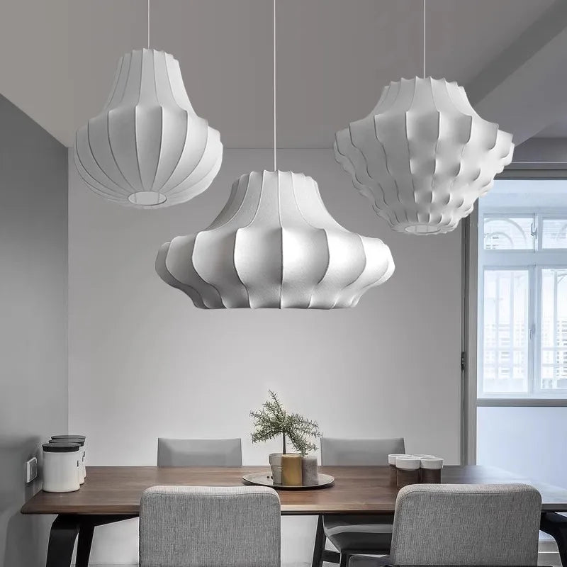 Afralia™ Silk LED Chandelier Pendant Light for Nordic Home Decor