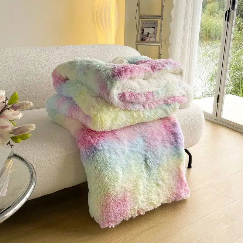 Afralia™ Shaggy Mink Berber Fleece Patchwork Blanket - Cozy Vintage Style for Winter Warmth