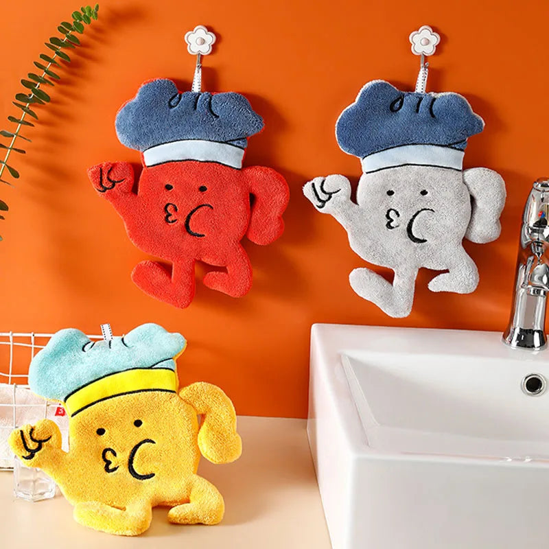 Afralia™ Cartoon Microfiber Hand Towel for Kitchen & Bathroom Decor