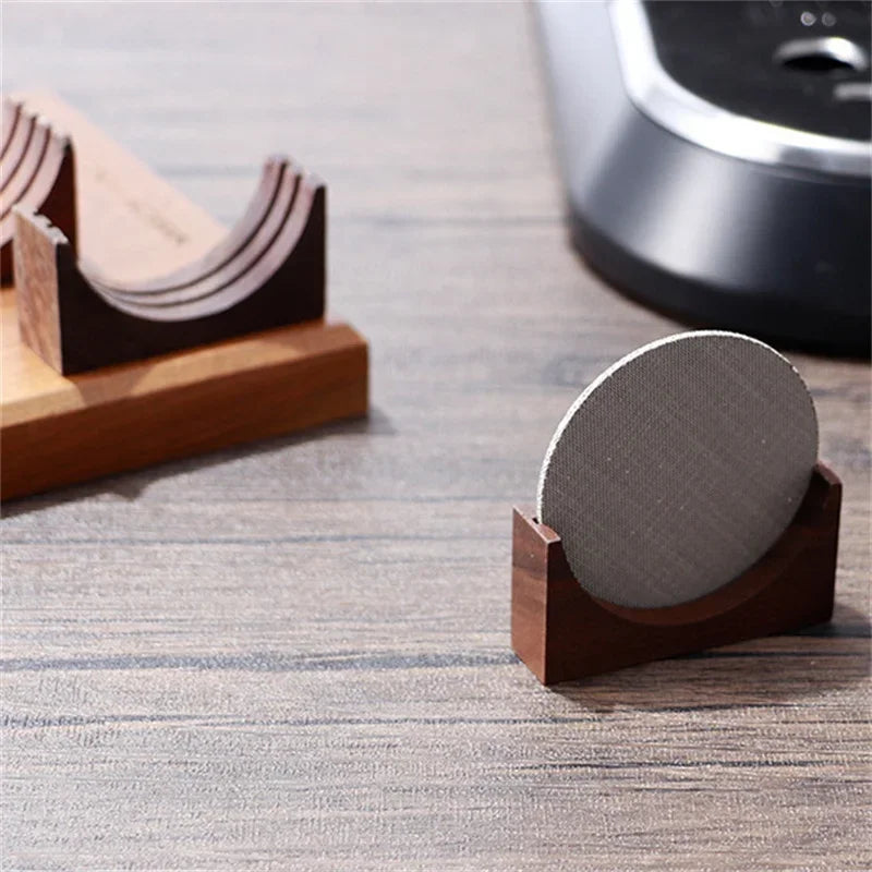 Afralia™ Espresso Filter Screen Holder Wooden Stand for Portafilter Puck Screens