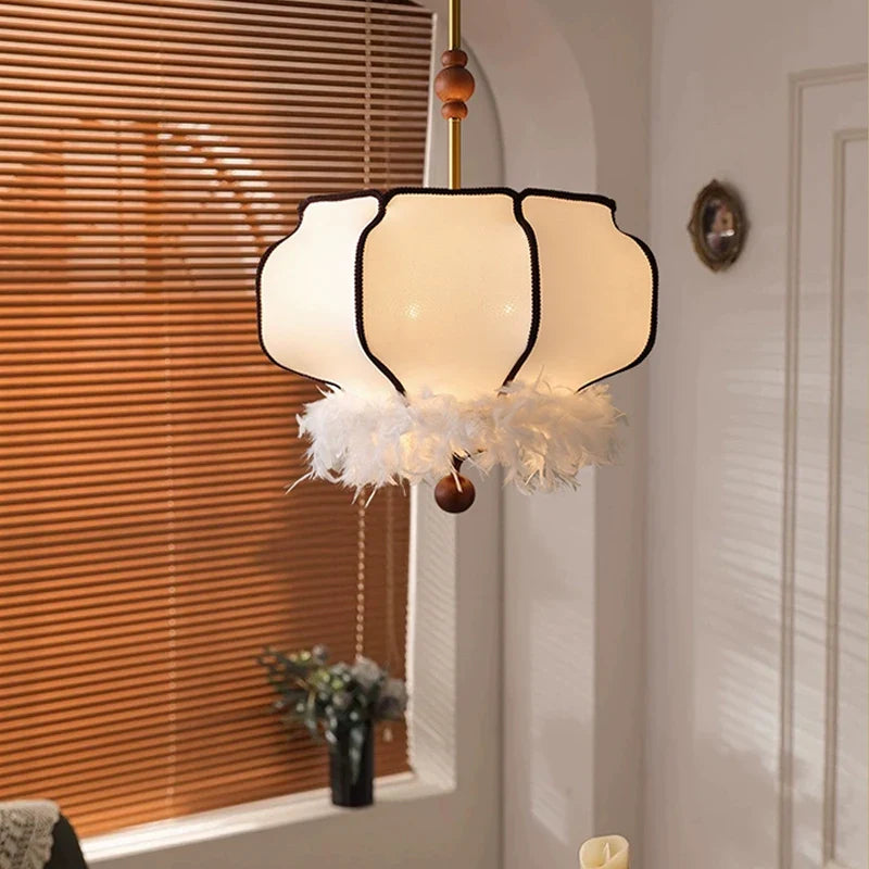 Afralia™ French Vintage Fabric Chandelier Pendant Lamp - LED Hanging Light for Home and Restaurant