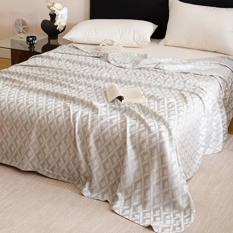 Afralia™ Bamboo Fiber Summer Blanket - Single Double Bed Air Conditioning Lightweight Blanket