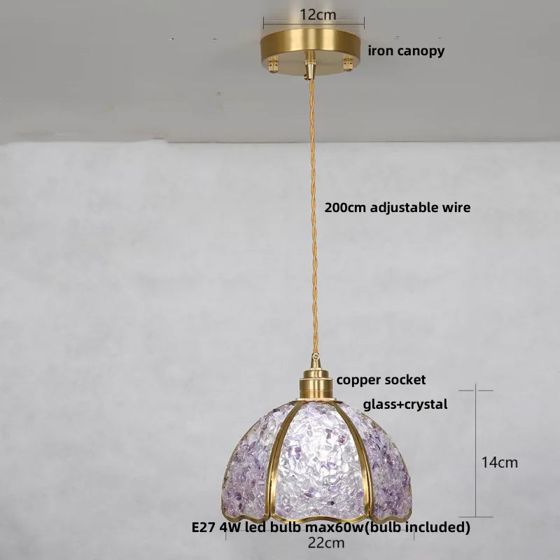 Afralia™ Luxury Crystal Glass LED Pendant Light Fixture for Kitchen Dining Room