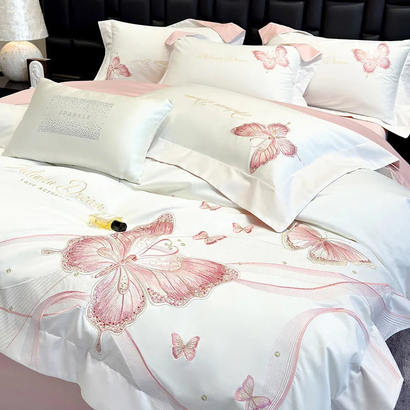 Afralia™ Chic Embroidered Cotton Bedding Set for Luxurious Home Décor