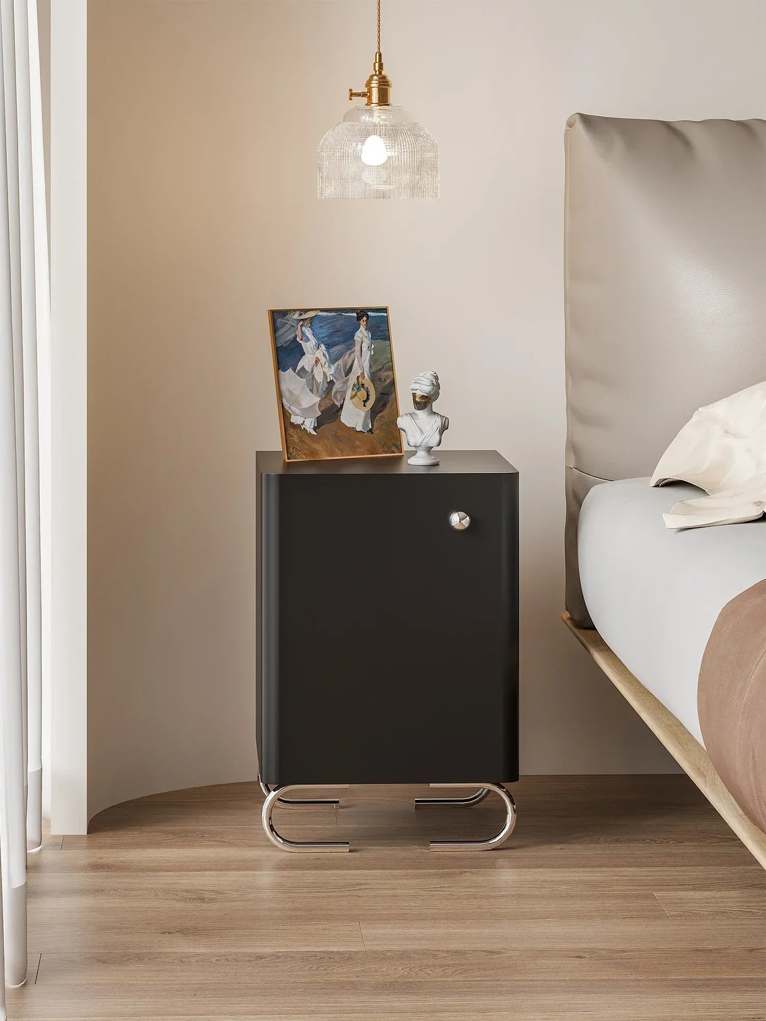 Afralia™ Luxury Italian Designer Bedside Table Wall Cabinet for Bedroom & Living Room Storage