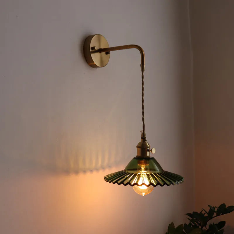 Afralia™ Nordic LED Glass Copper Wall Sconce Modern Living Room Bedroom Light