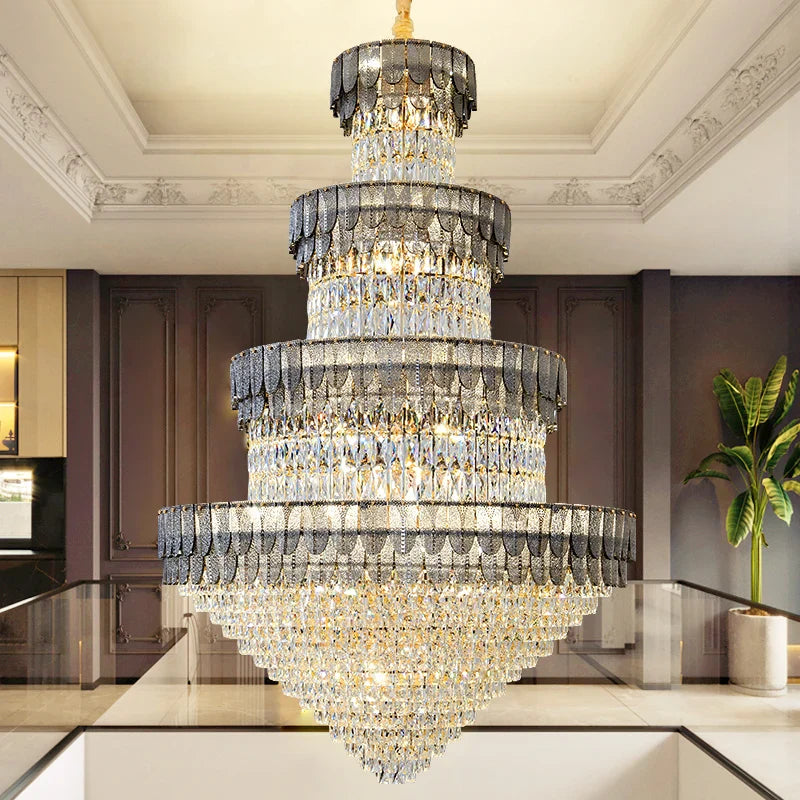 Afralia™ European-Style Duplex Villa Loft Crystal Chandelier - High-End Luxury Lighting Solution