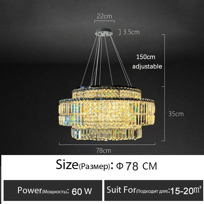 Afralia™ Crystal Chandelier: Modern Rectangle Luxury Dining Room Lighting