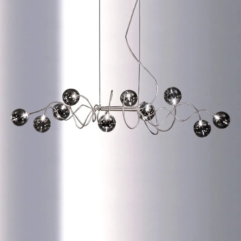 Afralia™ Smoky Gray Glass LED Chandelier for Dining Room and Bar Lighting