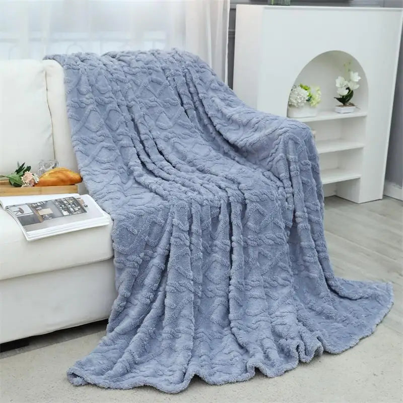 Luxury Jacquard Coral Fleece Blanket by Afralia™