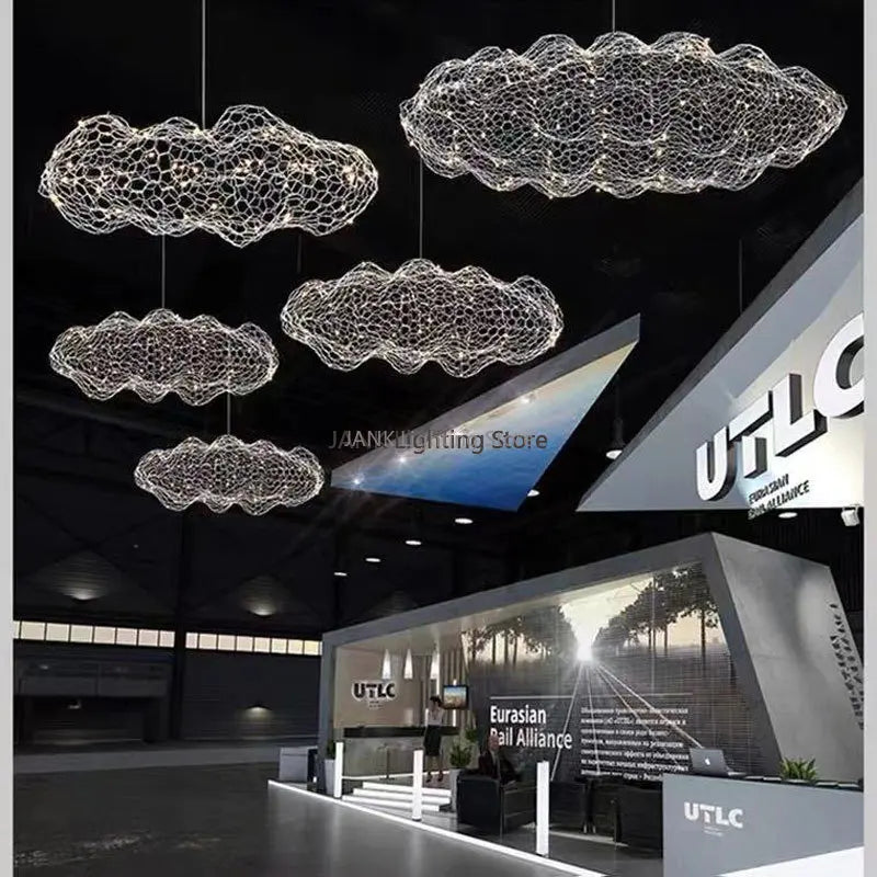 Afralia™ Starry Sky Cloud Ceiling Chandelier: Nordic Iron Art LED Interior Lighting