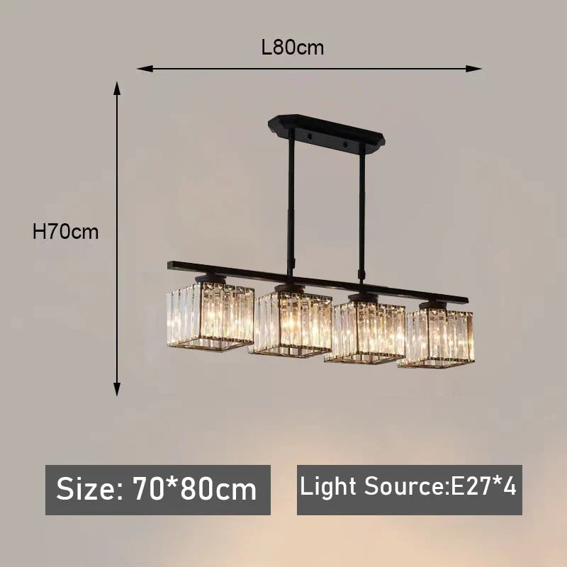 Afralia™ Nordic Modern Crystal Chandelier Three-Head Hanging Light for Living Room