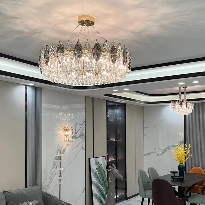 Afralia™ Crystal Chandelier: Luxury Modern Lighting for Living Room, Bedroom, Kitchen