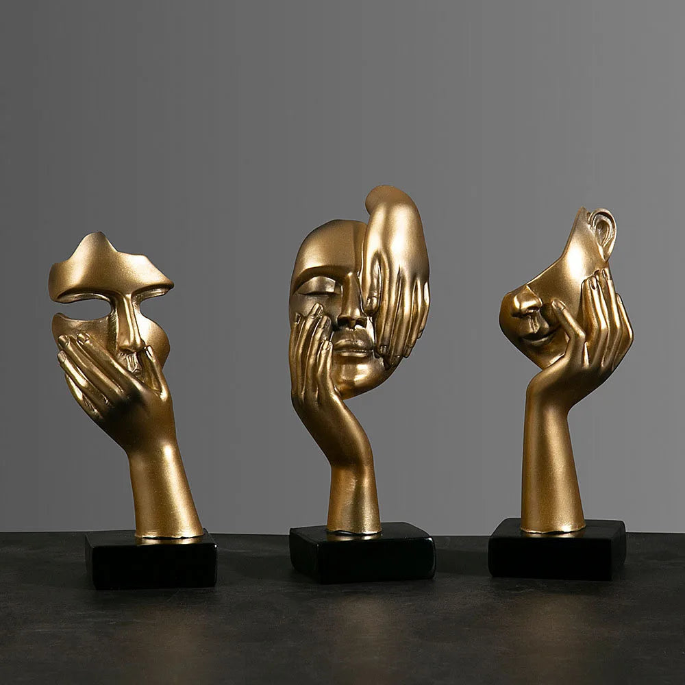 Afralia™ Resin Abstract Mask Statues Mini Figurines for Home Office Decor
