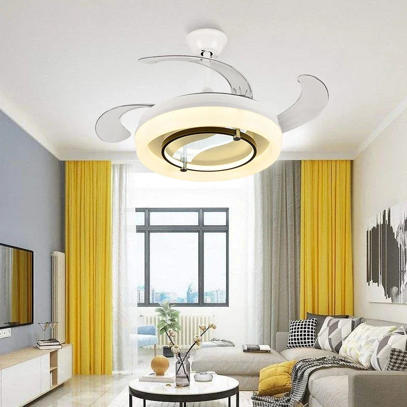 Afralia™ 42" Bladeless Ceiling Fan Chandelier with Remote & Retractable Blades