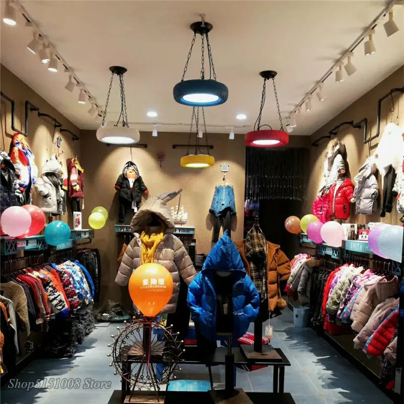 Afralia™ Industrial Rubber Tire Pendant Light for Bar and Kitchen Décor