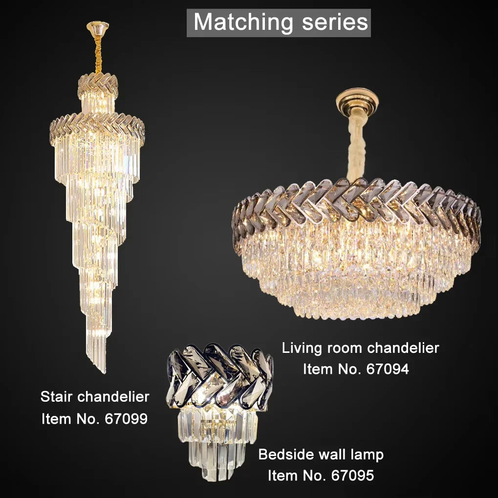 Afralia™ Smoky Gray LED Crystal Chandelier: Luxury Modern Lighting for Living Room, Bedroom, Kitchen