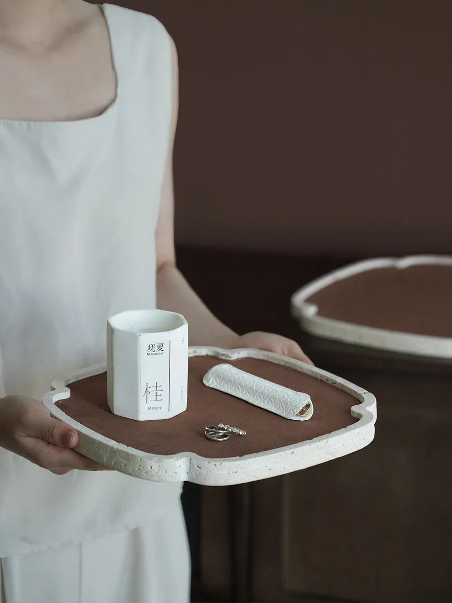 Afralia™ Travertine Decorative Tray - Versatile Jewelry & Coffee Table Home Decor