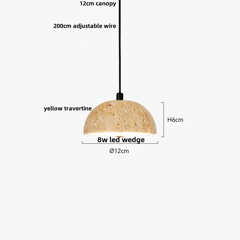 Afralia™ Yellow Travertine LED Pendant Light: Wabi Sabi Dining Room Decor