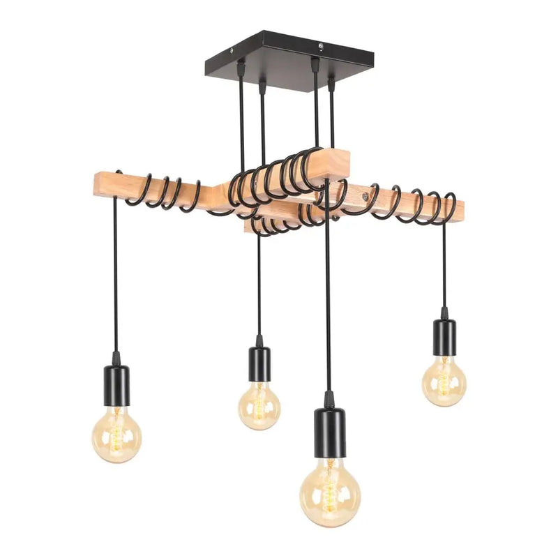 Afralia™ Vintage Industrial Black 4-Head Ceiling Light Fixture for Kitchen, Balcony, Living Room