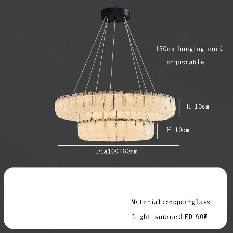Afralia™ Cloudy Smokey Glass Pendant Lights with LED, Round Metal Ceiling Lamps for Luxe Home Decor