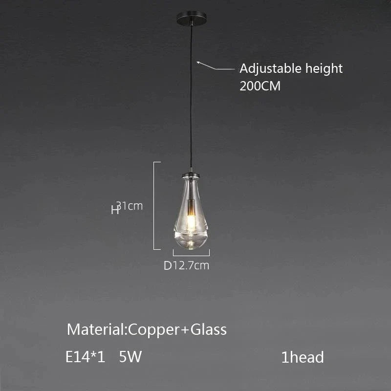 Afralia™ Waterdrop Glass Pendant Light: Modern LED, Lobby Accent for Home, Hotel, Staircase Decor