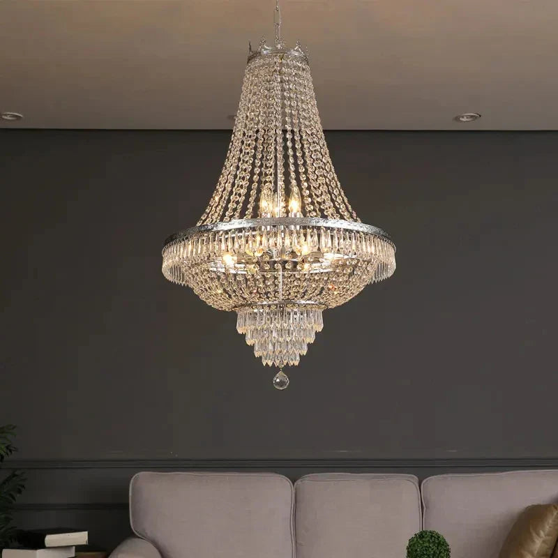 Afralia™ Luxury Crystal Chandelier LED Pendant Light for Elegant Living Spaces