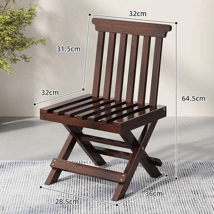 Afralia™ Bamboo Low Stool with Backrest - Portable Household Folding Mazza Chair