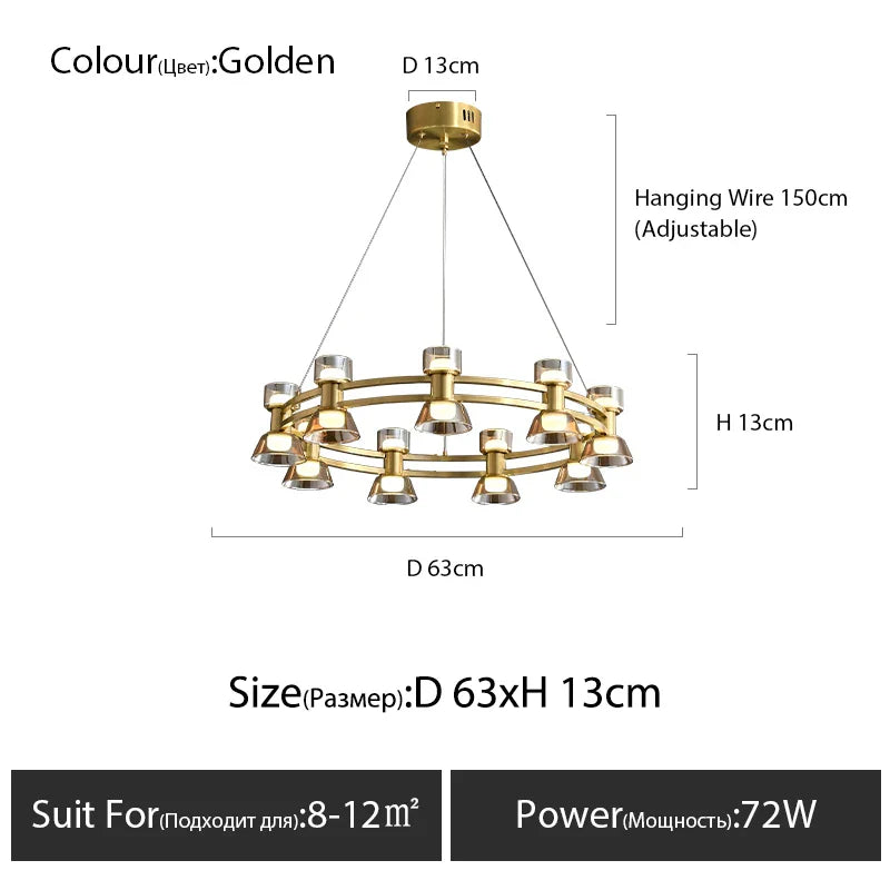Afralia™ Copper Ring Pendant Lamp for Modern Luxury Living Room, Bedroom, Restaurant, Bar & Home Decor.