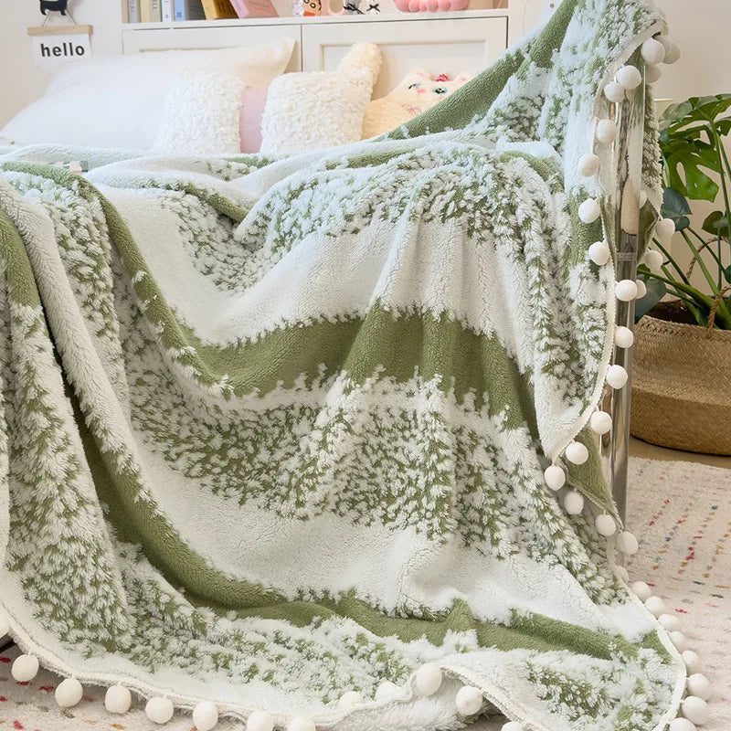 Afralia™ Nordic Velvet Sofa Blanket with Fur Balls for Summer and Autumn