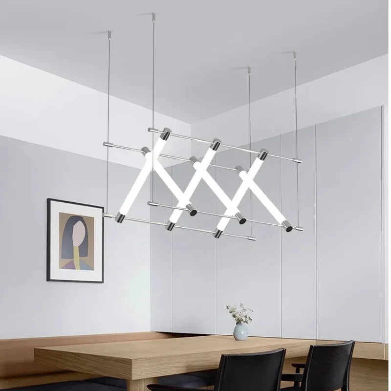 Afralia™ Modern Steel Bar LED Pendant Lights for Kitchen Island, Minimalist Acrylic Hanging Lamp Fixture