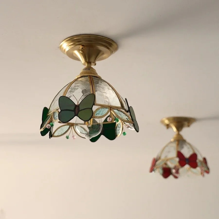 Afralia™ Modern Butterfly Glass Ceiling Light Fixture