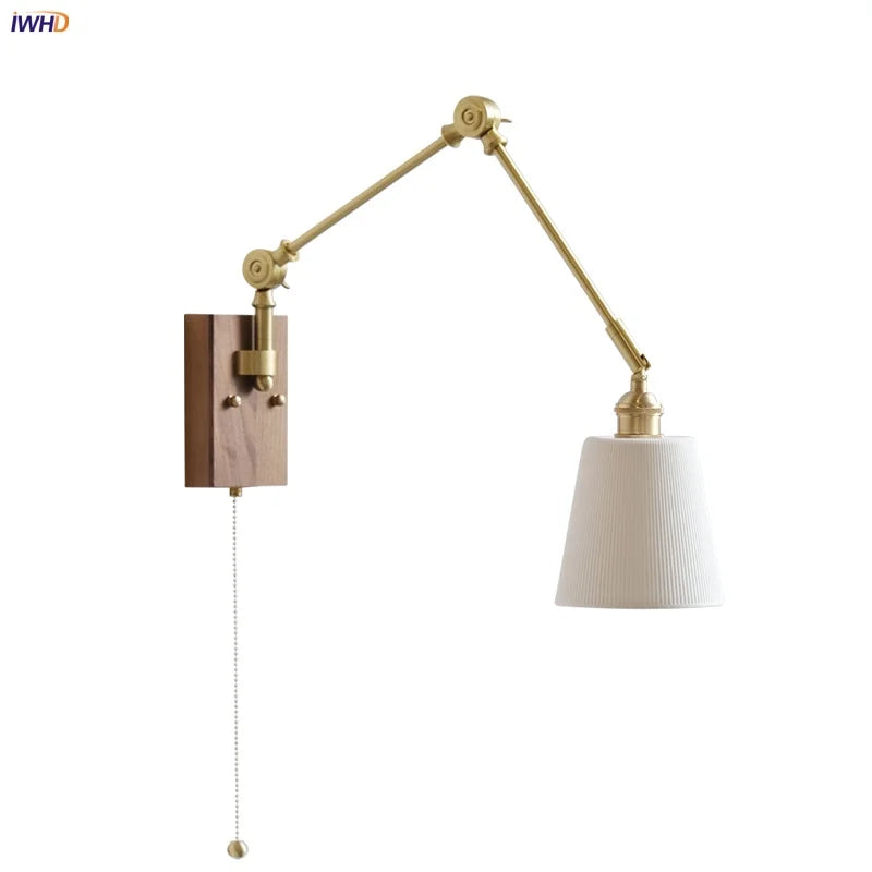 Afralia™ Walnut Wood LED Wall Sconce Bedside Lamp