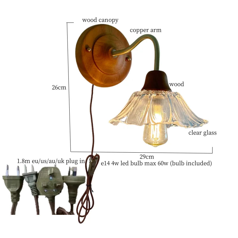 Afralia™ Flower Glass LED Wall Lamp, Nordic Modern Design for Bedroom, Living Room, Bathroom