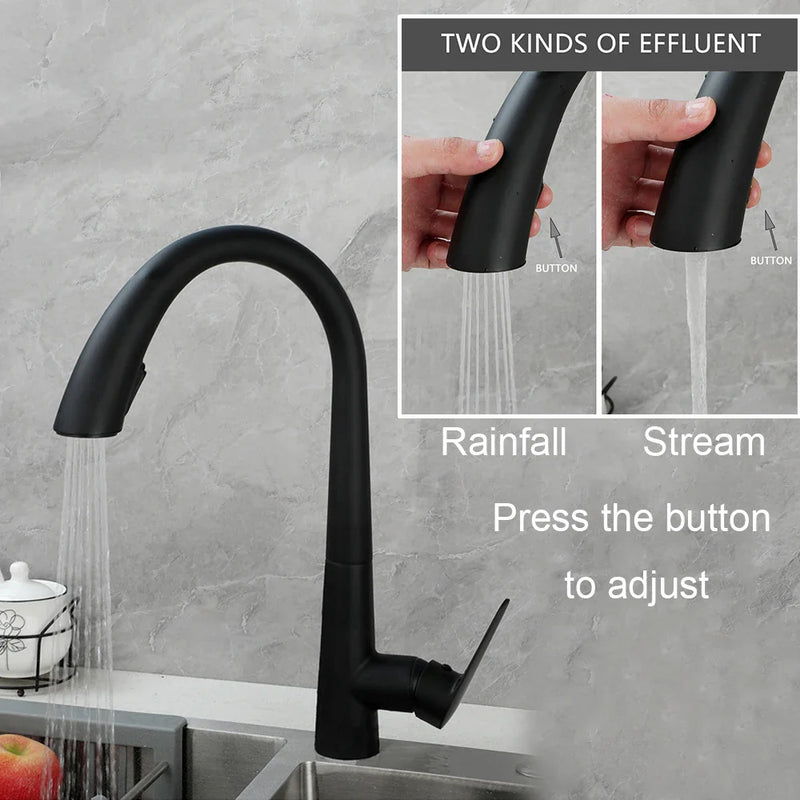 Afralia™ Swan Neck Kitchen Faucet: 360° Swivel Pull Out Mixer Tap with Hot Cold Water