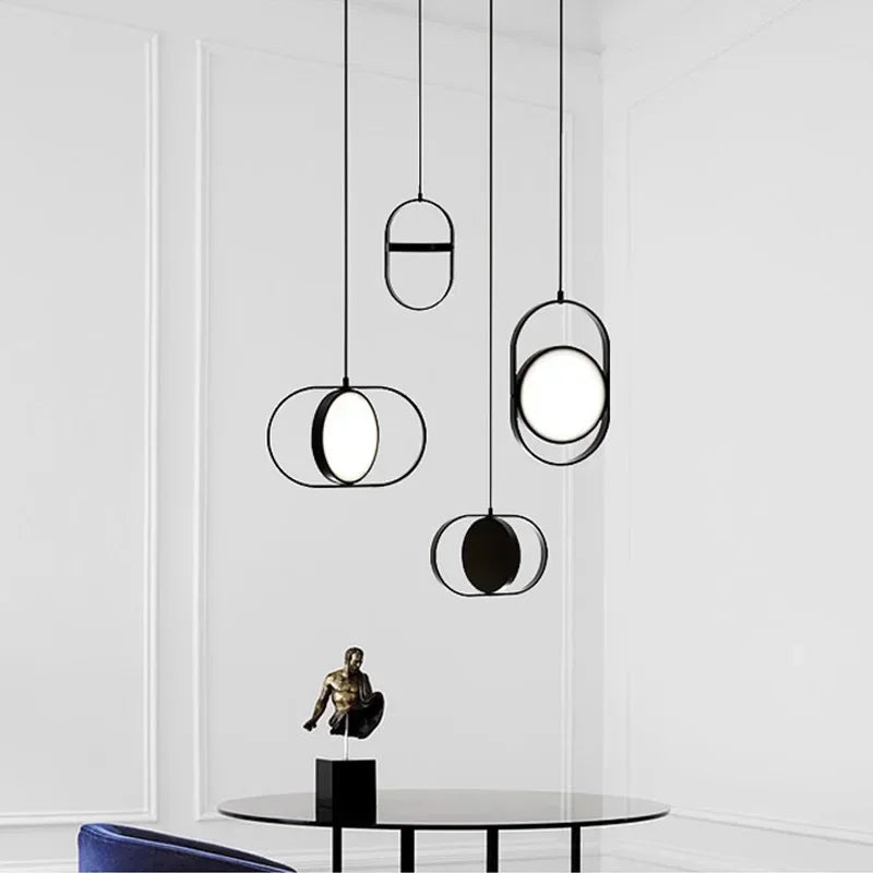 Afralia™ Modern Black LED Bedroom Hanging Lamp, Up Down Eye Glod Light