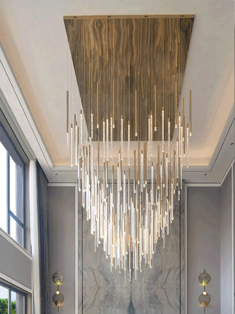 Afralia™ Large Luxury Crystal LED Chandelier for Living Room - Custom Hanging Lamps