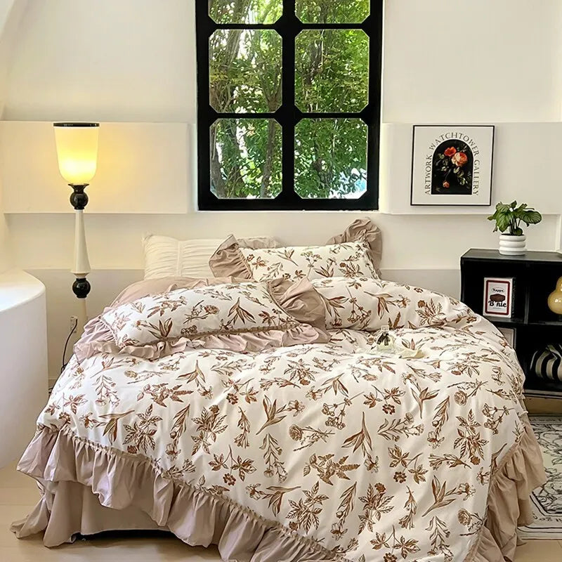 Afralia™ Lace Printed Duvet Cover Set - Elegant, Cozy Bedding for Single & Double Beds
