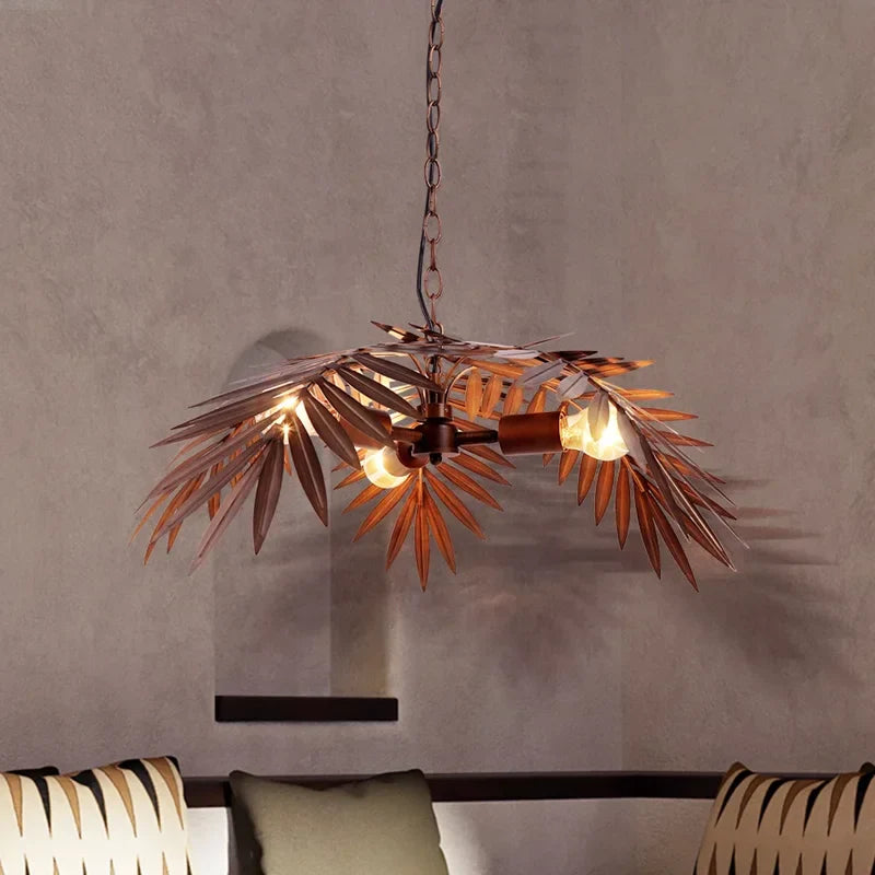 Afralia™ Boho Coconut Leaf Chandelier: Coastal Tree Light for Loft, Restaurant, Island