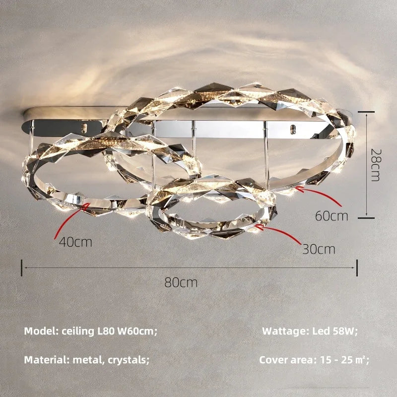 Afralia™ Crystal Chandelier Pendant Light - Dimmable Modern Luxury LED Chrome Luminaria